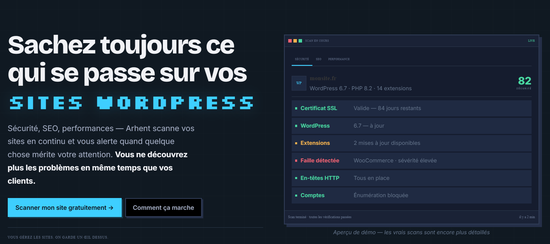 On vous présente Arhent, la plateforme d'audit et de surveillance WordPress